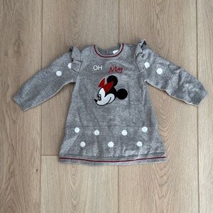 Disney Baby 9M Sweater Dress with Embroidered Minnie Mouse, Polka Dot, Ruffles